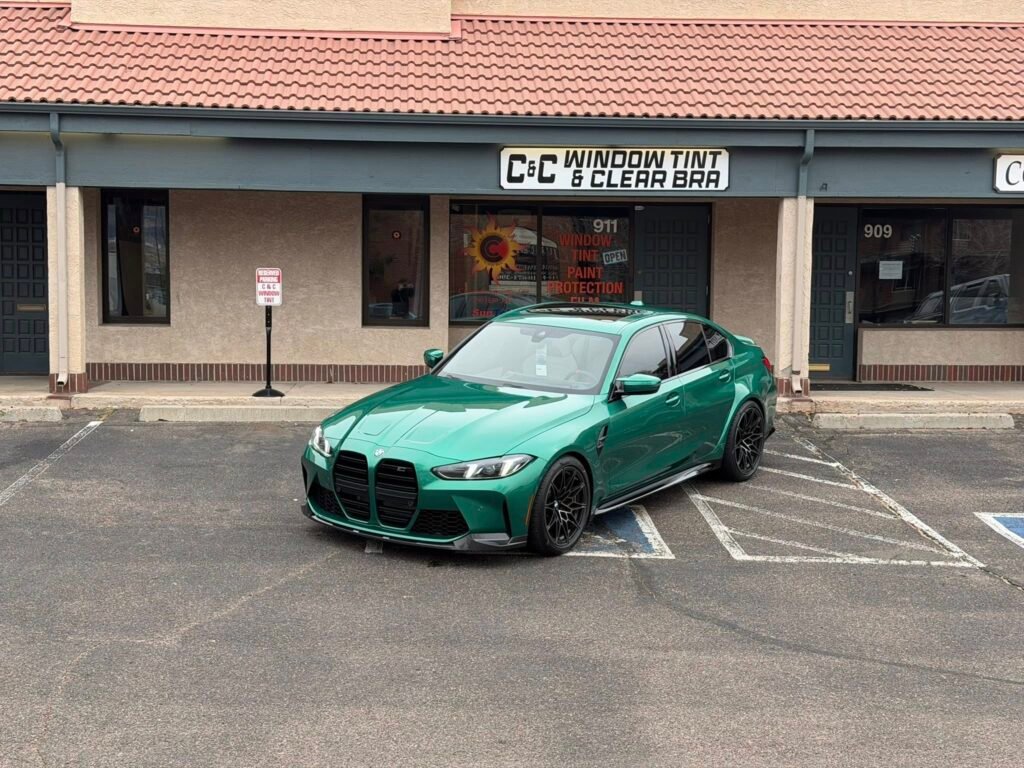 C&C Window Tint shop in Colorado Springs with a tinted BMW
